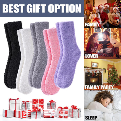 CHOWISH Womens Fuzzy Slipper Socks Super Soft Microfiber Fluffy Cozy Winter Warm Fuzzy Crew Socks