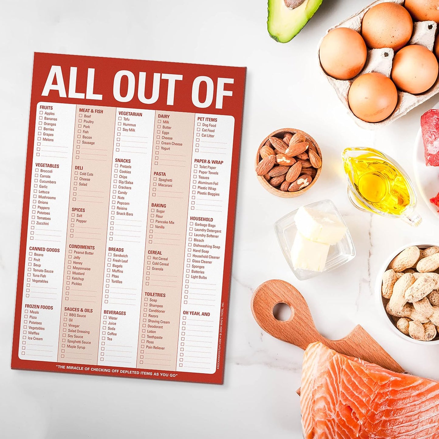 Knock Knock All Out Of Grocery List Note Pad, 6 x 9-inches (Blue)