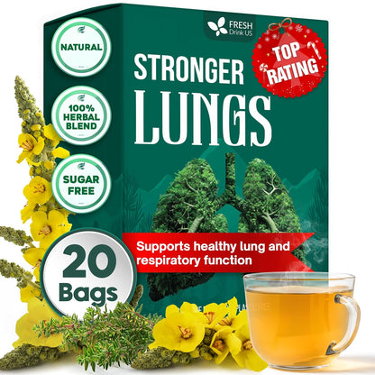 FreshDrinkUS, Premium StrongerLung Detox Tea, 20 Count, Caffeine Free