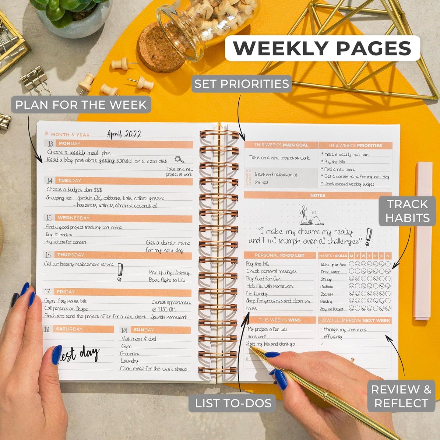 Clever Fox Planner 2nd Edition – Colorful Weekly & Monthly Goal Planner, Time Management & Productivity Organizer, Undated, A5 (Dark Teal)