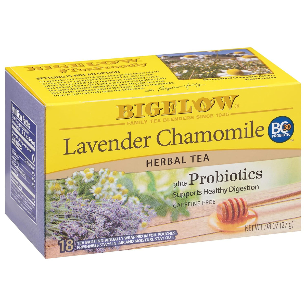 Bigelow Tea Lavender Chamomile Plus Probiotics, 18 Count (Pack of 6)