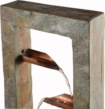 Kenroy Home Spillway Rustic Indoor Table Fountain, Slate and Copper, 19 Inch Height, 10 Inch Width, 6 Inch Depth