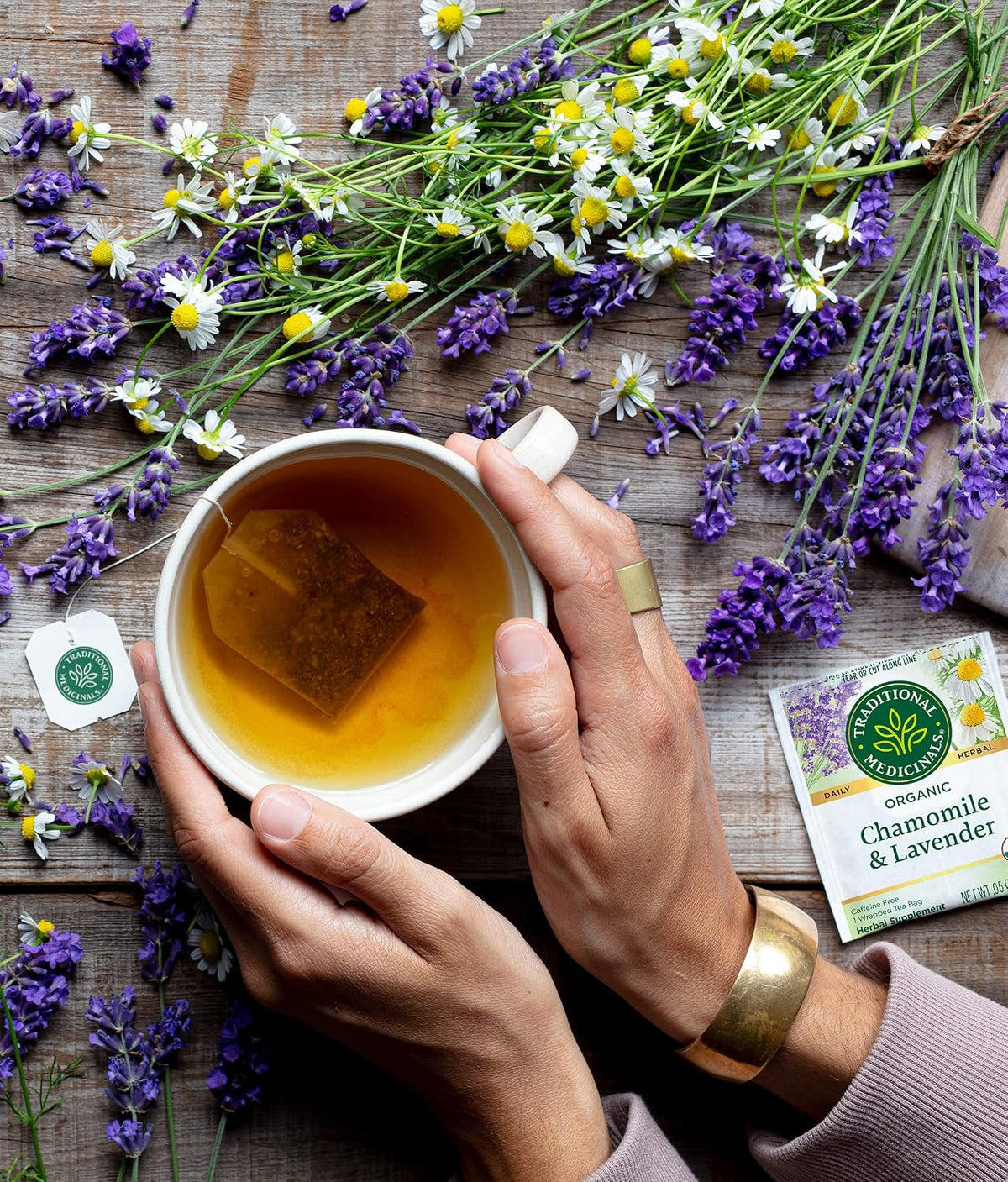 Traditional Medicinals Organic Chamomile with Lavender Herbal Tea, 16 Tea Bags (Pack of 2)