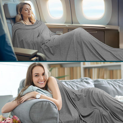 PAVILIA Travel Blanket Airplane Compact with Bag, Lightweight Soft Fleece Plane Blanket Long Flights, Camping Road Trips, Packable Travel Gift Essentials with Luggage Backpack Strap, 65x40, Purple