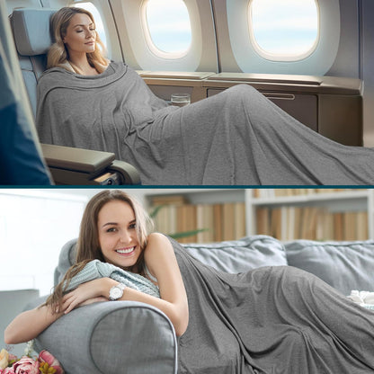 PAVILIA Travel Blanket Airplane Compact with Bag Lightweight, Purple