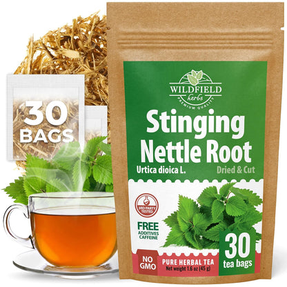 30 Bags Nettle Root Dried Stinging Nettle Root Herbal Tea - 30 Count 1.5g Bags Herb Tea Raíz De Ortiga