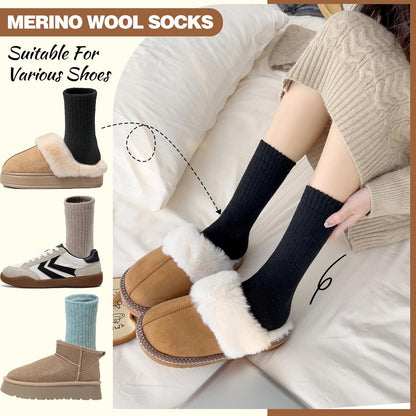 EBMORE 5 Pairs Women Merino Wool Boot Socks Warm Thermal Winter Thick Hiking Cozy Cabin Crew Comfy Socks for Ladies