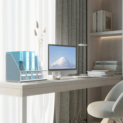SUPEASY Desk Organizers Metal Desk Magazine File Holder with 5 Vertical Compartments Rack File Organizer for Office Desktop, Classroom, Home Workspace, Black