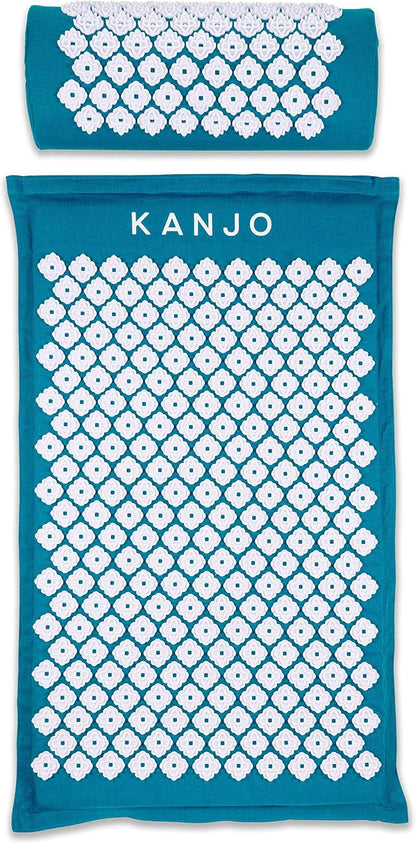 Kanjo Acupressure Mat and Pillow Set for Back Pain Relief & Neck Pain Relief, with Pressure Points for Muscle Pain Relief with Travel Bag - Black XL