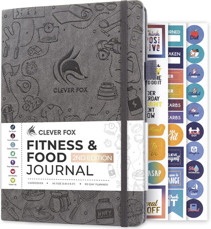 Clever Fox Fitness & Food Journal – Nutrition & Workout Planner for Women & Men – Diet & Gym Exercise Log Book with Calendars, Diet & Training Trackers - Undated, A5 Size, Hardcover (Forest Green)