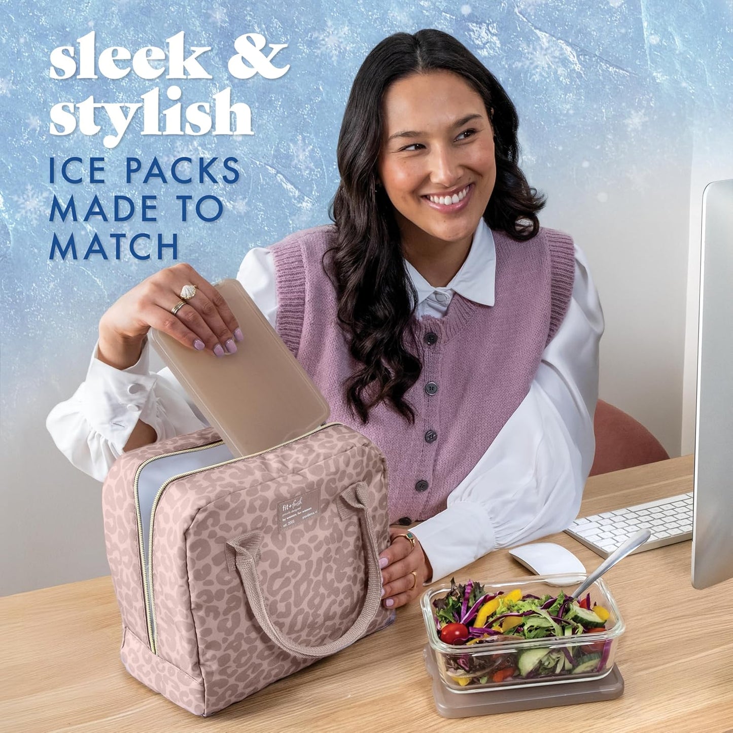 Cool Coolers by Fit & Fresh 4 Pack XL Slim Ice Packs, Quick Freeze Space Saving Reusable Ice Packs for Lunch Boxes or Coolers