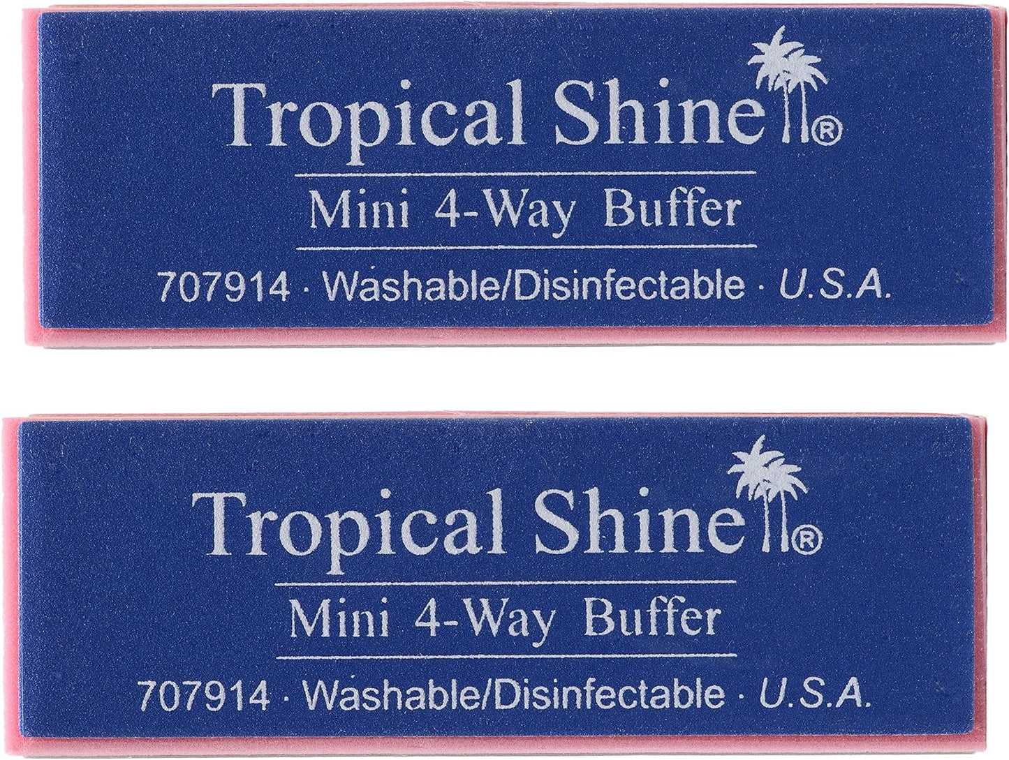 Tropical Shine Mini 4 Way Nail Buffer Block – Buffers and Files for Shaping Smoothing Polishing, Shine Finishing Tool for Natural Acrylic Nails, Professional At Home Use, 2 Pack