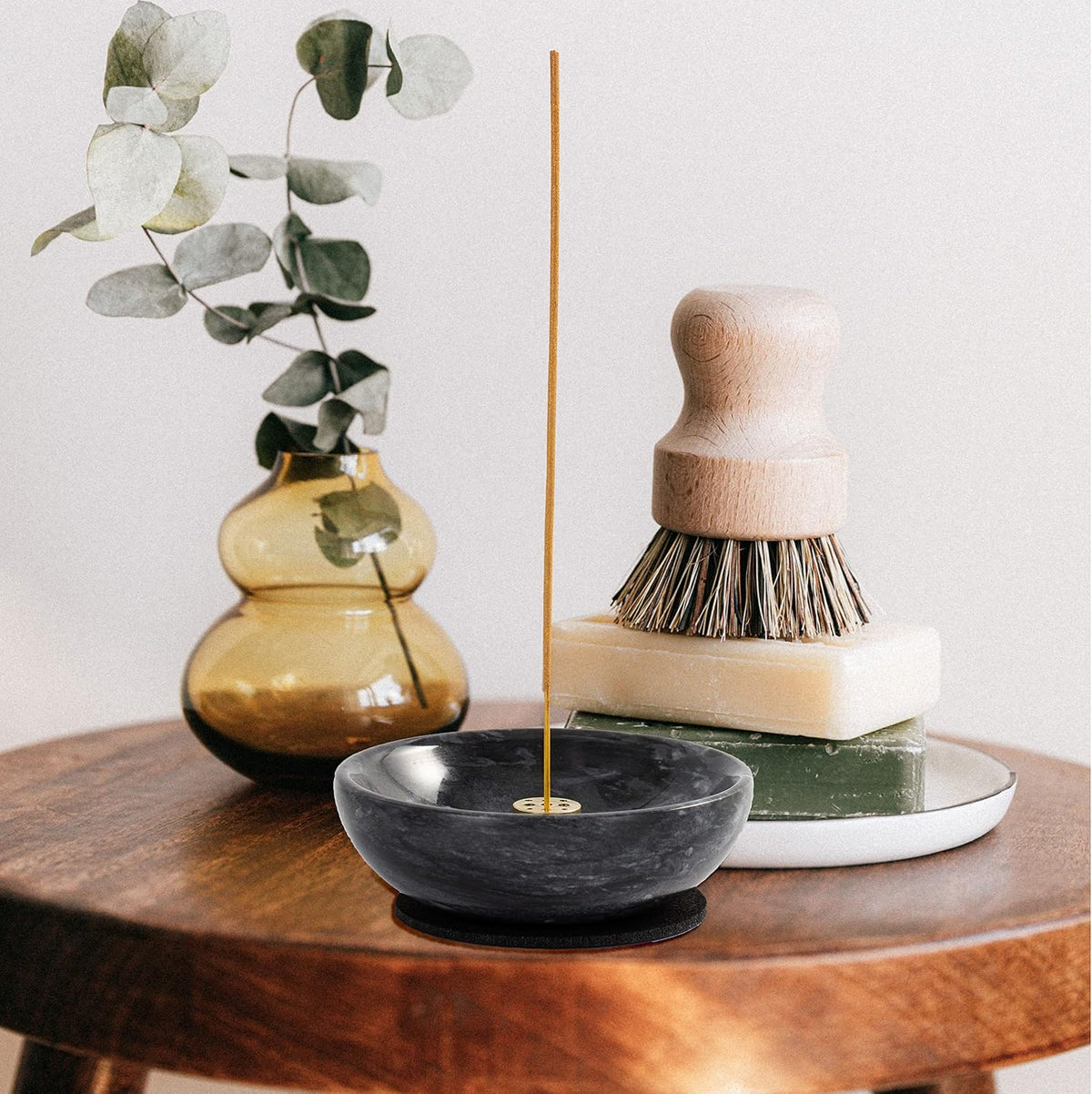Incense Holder, Natural Marble Incense Holder for Sticks with 9 Incense Holes, Handmade Incense Stick Burner Ideal for Smudging, Decoration