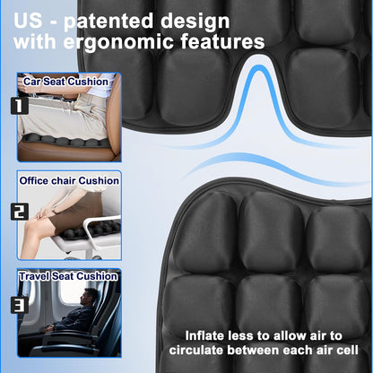 Travel Cushion for Airplane,Portable&Adjustable Air Seat Cushion,Inflatable Cushion for Travel,Coccyx Tailbone Pain Relief Chair Pad