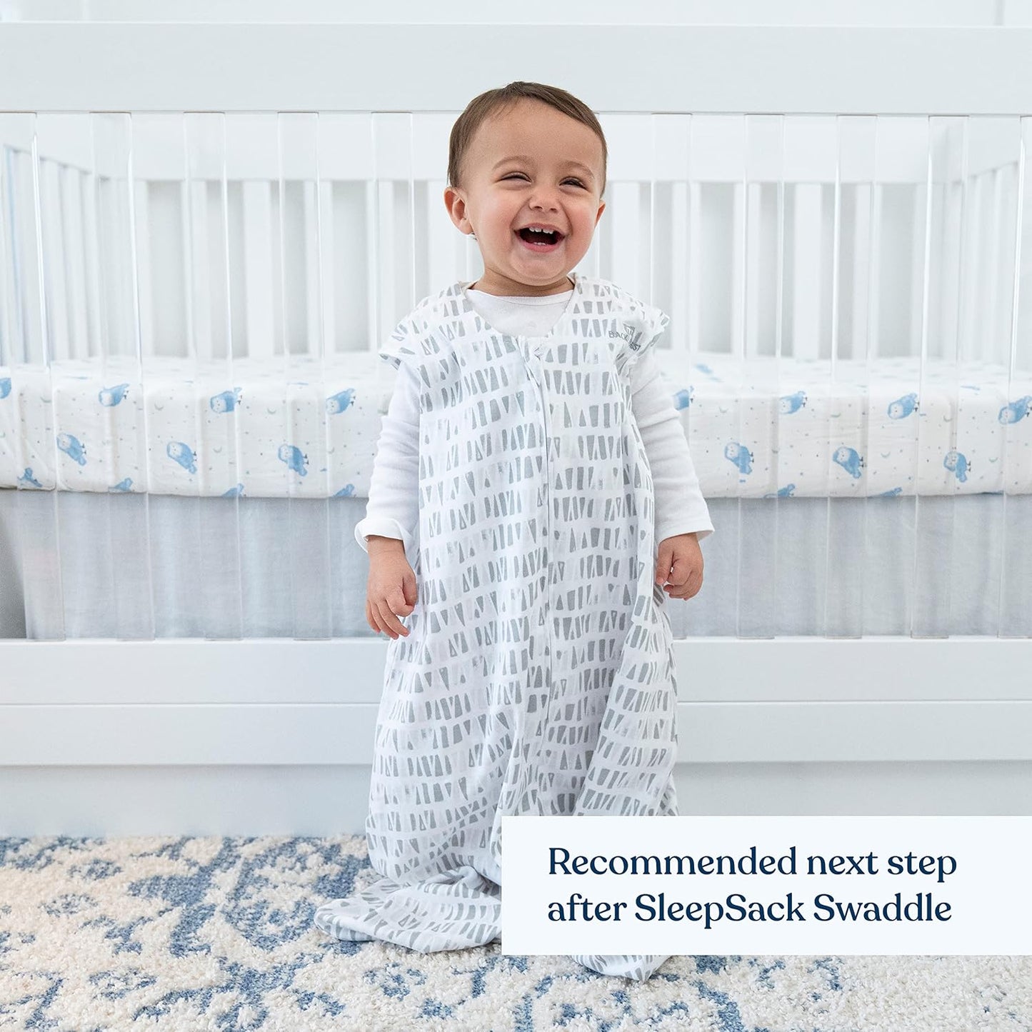 HALO SleepSack, 100% Cotton Wearable Blanket, Swaddle Transition Sleeping Bag, TOG 0.5, Ocean Life, Medium, 6-12 Months