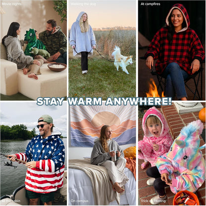 Bare Home Wearable Blanket Hoodie - Soft Plush Sherpa - Warm and Cozy - Oversized Wearable Blanket