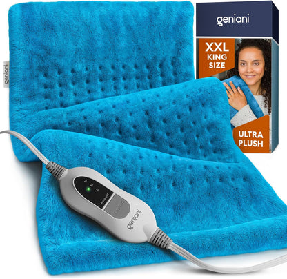 GENIANI Electric Heating Pad for Back Pain & Cramps Relief, Electric Throw, Self Care Gifts for Women, Heating Pad for Neck & Shoulder, Machine Washable Microplush, Auto Shut Off (12"x24", Tabby Gray)
