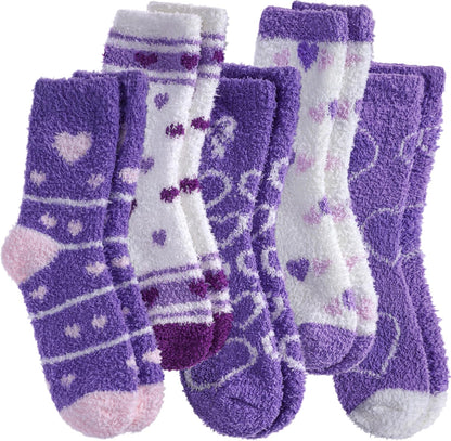 SDBING Fuzzy Socks for Women Soft Fluffy Home Sleeping Socks Cozy Warm Slipper Socks 6 or 5 Pairs