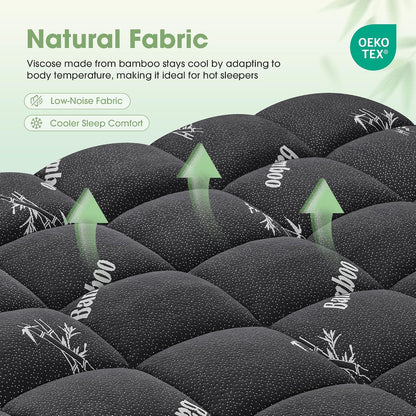 Mattress Pad Queen Size, Cooling Pillow Top Mattress Topper, Ultra Soft Viscose Made from Bamboo, Breathable for Hot Sleepers, Deep Pocket 8"-20", Green