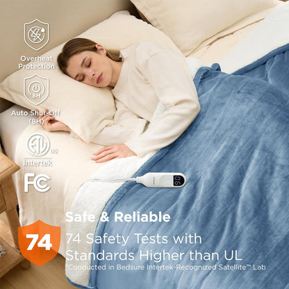 Bedsure Heated Blanket Throw Blanket with Preheat Function - Fast Heating Electric Blanket, Soft Flannel Throw with 6 Time Settings(Up to 10H), 6 Heating Settings, Gifts for Grandma (50"x60", Cream)