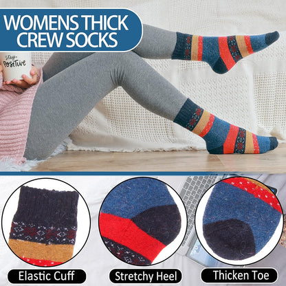 EBMORE Merino Wool Socks for Women Hiking Thermal Warm Winter Thick Boot Cozy Crew Comfy Work Socks for Ladies 5 Pairs