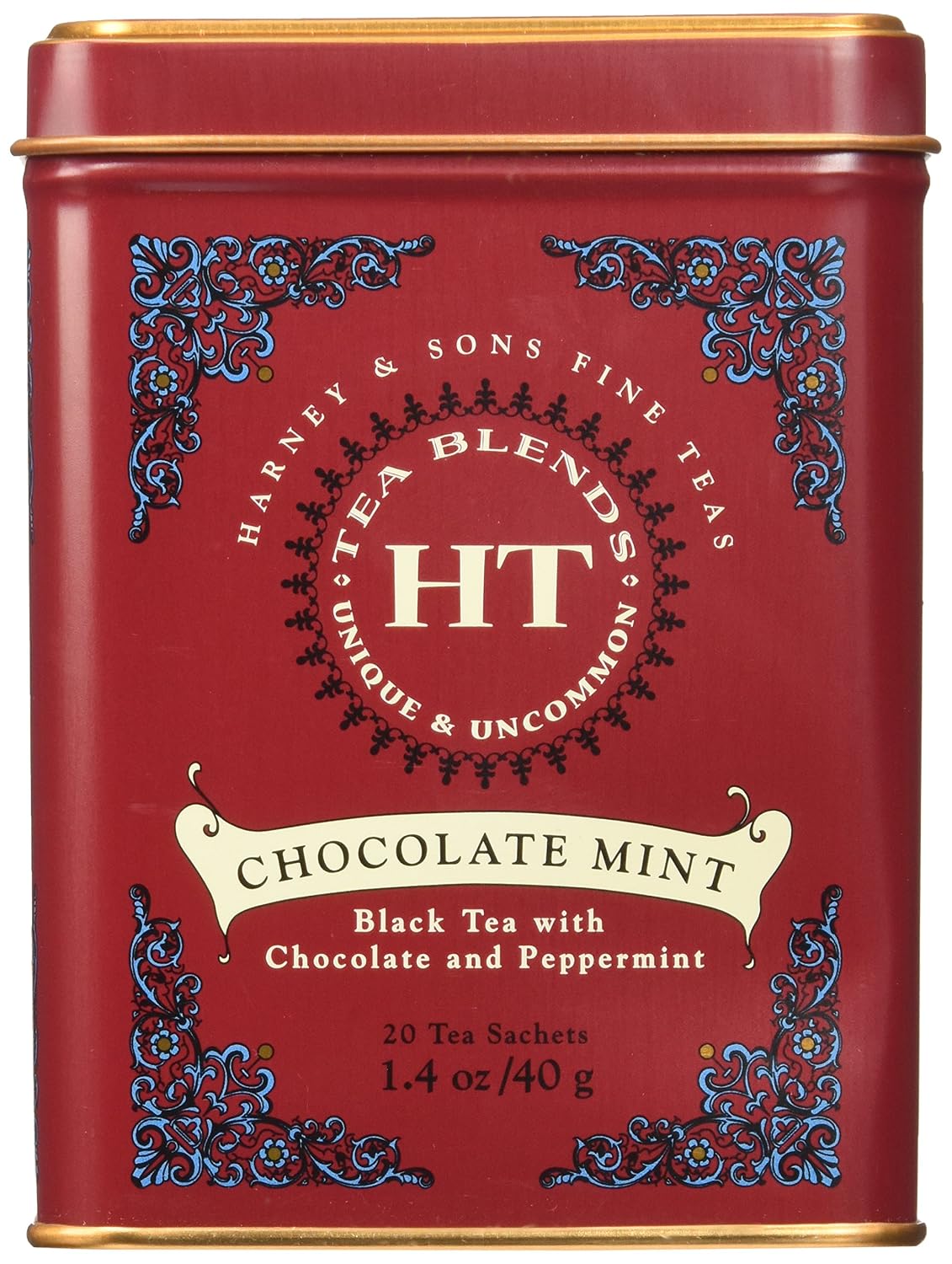 Harney & Sons Master Yellow & Blue Tea Tin - Herbal Blend of Chamomile, Lavender, and Cornflowers - 0.9 Ounces, 20 Sachets 1 Pack | Herbal tea with chamomile, lavender and cornflowers. Naturally caffeine free.