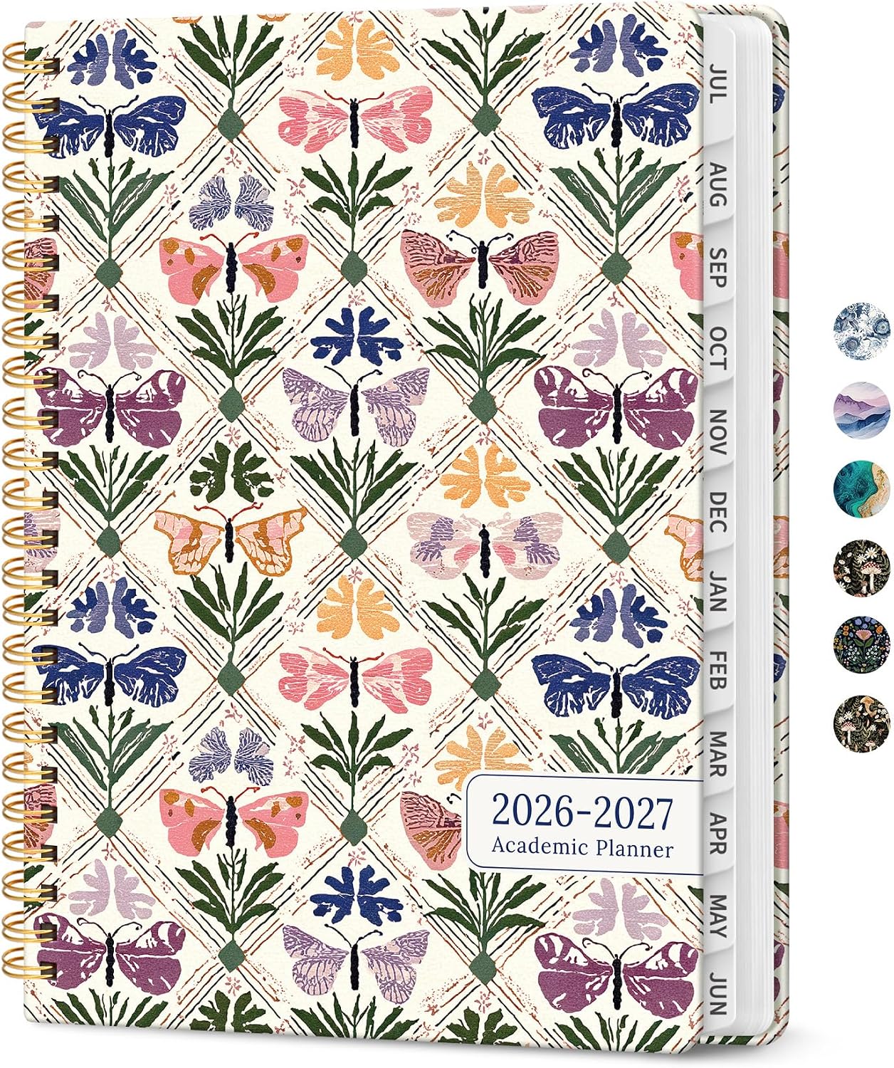 Planner 2026-2027, Academic Monthly and Weekly Calendar Planner for Women, July 2026 - June 2027, Hardcover Pretty Agenda Planner Book with Tabs, Spiral Daily Organizer for School Office Home Supplies, 6.3" x 8.5" - Blue Floral