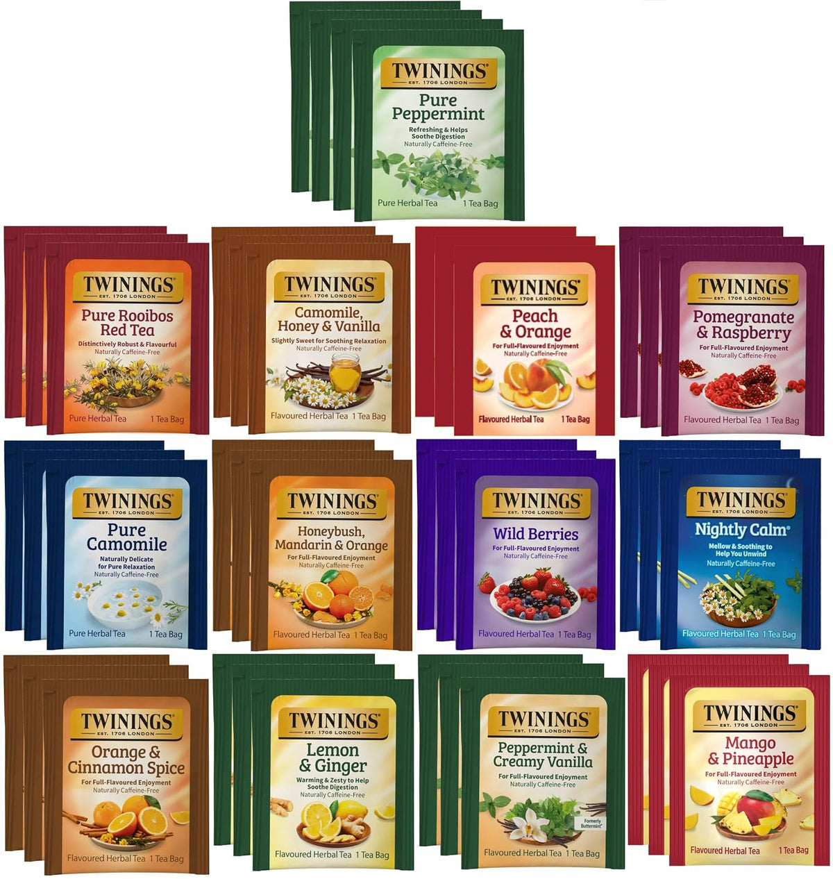 Twinings Assorted Herbal, Naturally Caffeine-Free Tea Bag Sampler