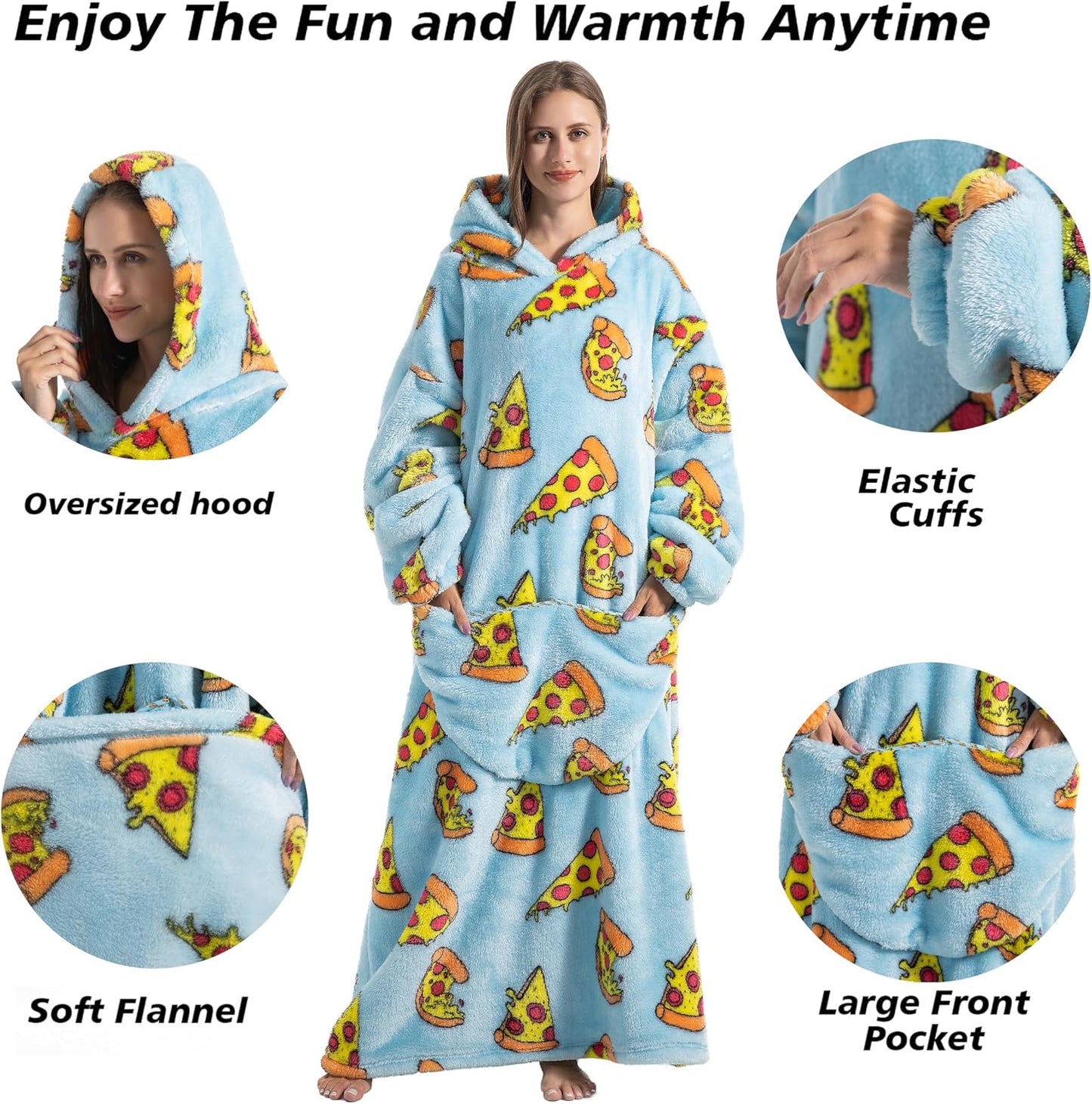 Capecage Blanket Hoodie, Long Hooded Blanket Sweatshirt as Birthday Gifts for Women Men, Long Wearable Blanket for Women Men.