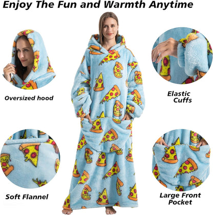 Capecage Blanket Hoodie, Long Hooded Blanket Sweatshirt as Birthday Gifts for Women Men, Long Wearable Blanket for Women Men.