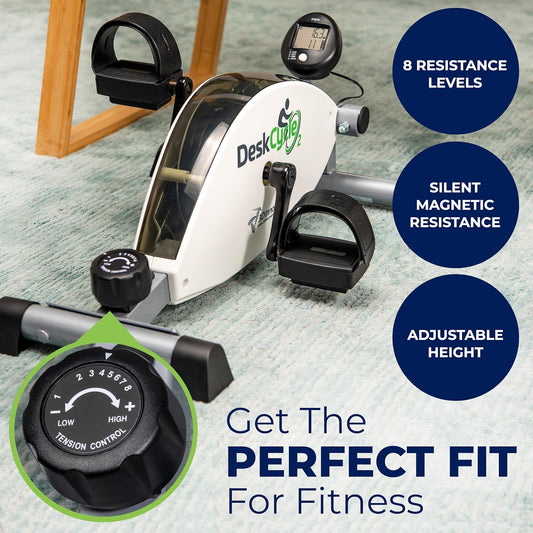 DeskCycle Under Desk Bike Pedal Exerciser - Stationary Bikes for Home & Office - Standard and Adjustable Height Versions
