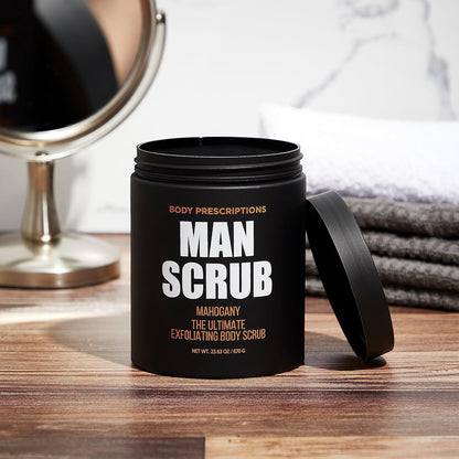 Body Prescriptions Men’s Exfoliating Body Scrub – Ultimate Skin Cleansing Wash in Jar with Twist-Top Lid, For All Skin Types, 21 Ounce (Pack of 1), Cedarwood