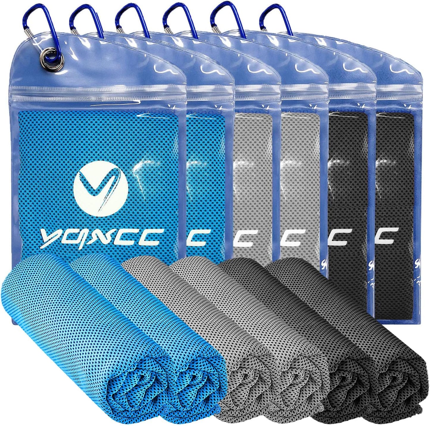 YQXCC 4 Pack Cooling Towels (47"x12"), Ice Cool Neck Towel, Soft Breathable Microfiber for Yoga, Golf, Gym, Running, Camping & Hot Weather