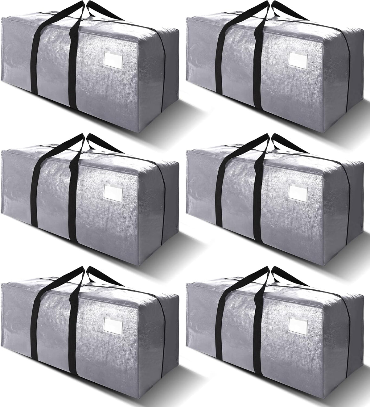 VELVETSURE Heavy Duty Extra Large Moving Bags W/Backpack Straps - Strong Handles & Zippers, Storage Totes For Space Saving, Fold Flat, Alternative to Box and Bin (Set of 6, Multicolor)