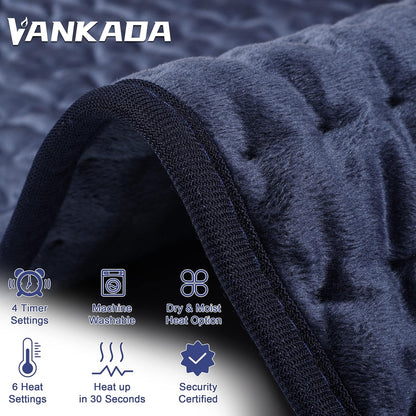 Heating Pad Electric Heat Pad, Hot Heated Pad,Multiple Temp and Timer Settings,Suitable for Shoulders, Neck, arms, Abdomen, Back, Legs, etc. (Silver Gray, 24"X12")