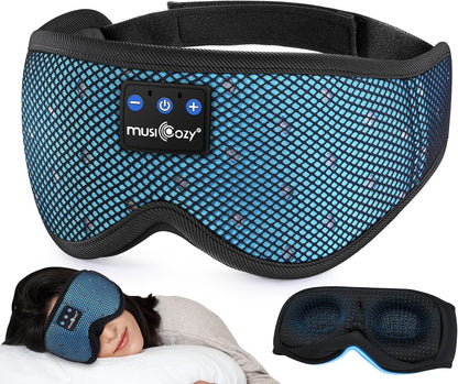 MUSICOZY Sleep Headphones Breathable Sleep Mask Bluetooth 5.4 Wireless Earphones Mask Sleeping Eyemask for Side Sleepers for Women Men Travel Meditation Gift (Mesh Black)