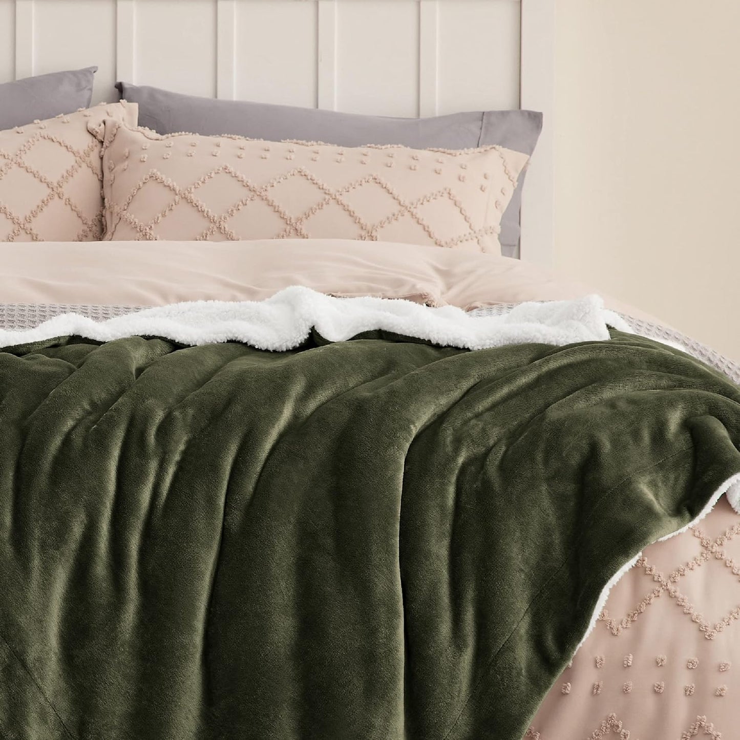 Bedsure GentleSoft Sherpa Fleece Throw Blanket for Couch, Non-Heated, Thick & Warm Cozy Blanket for Winter, Soft Fuzzy Plush Throw Gifts for Women and Men, Grey, 50x60 Inches