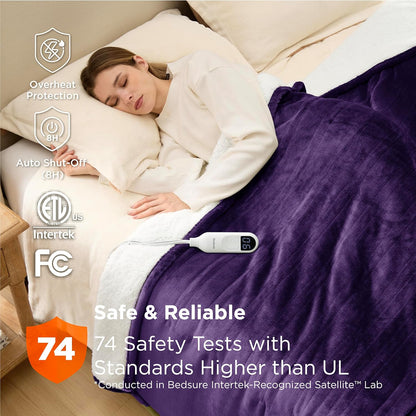 Bedsure Heated Blanket Throw Blanket with Preheat Function - Fast Heating Electric Blanket, Soft Flannel Throw with 6 Time Settings(Up to 10H), 6 Heating Settings, Gifts for Grandma (50"x60", Cream)