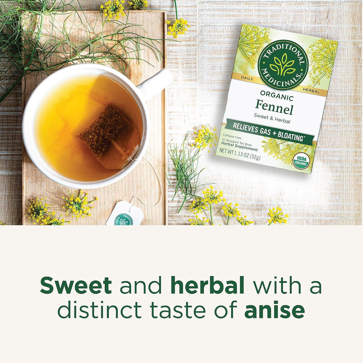 Traditional Medicinals Tea, Organic Fennel, Promotes Healthy Digestion, 16 Tea Bags (Pack of 2)