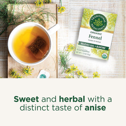 Traditional Medicinals Tea, Organic Fennel, Promotes Healthy Digestion, 16 Tea Bags (Pack of 2)