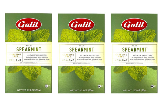 Galil Spearmint Tea – Caffeine-Free Herbal Tea, Certified Kosher Tea – Non-GMO Spearmint Teabags 20 Count, 60 Tea Sachets Total (Pack of 3)
