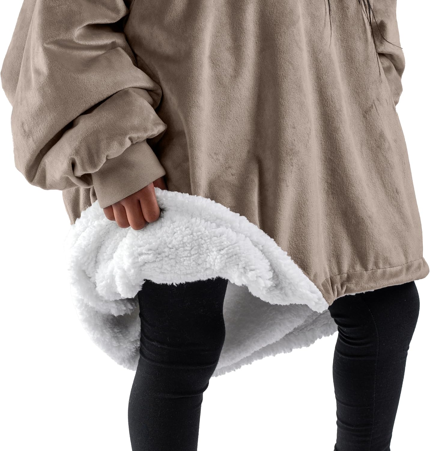 Bare Home Wearable Blanket Hoodie - Soft Plush Sherpa - Warm and Cozy - Oversized Wearable Blanket