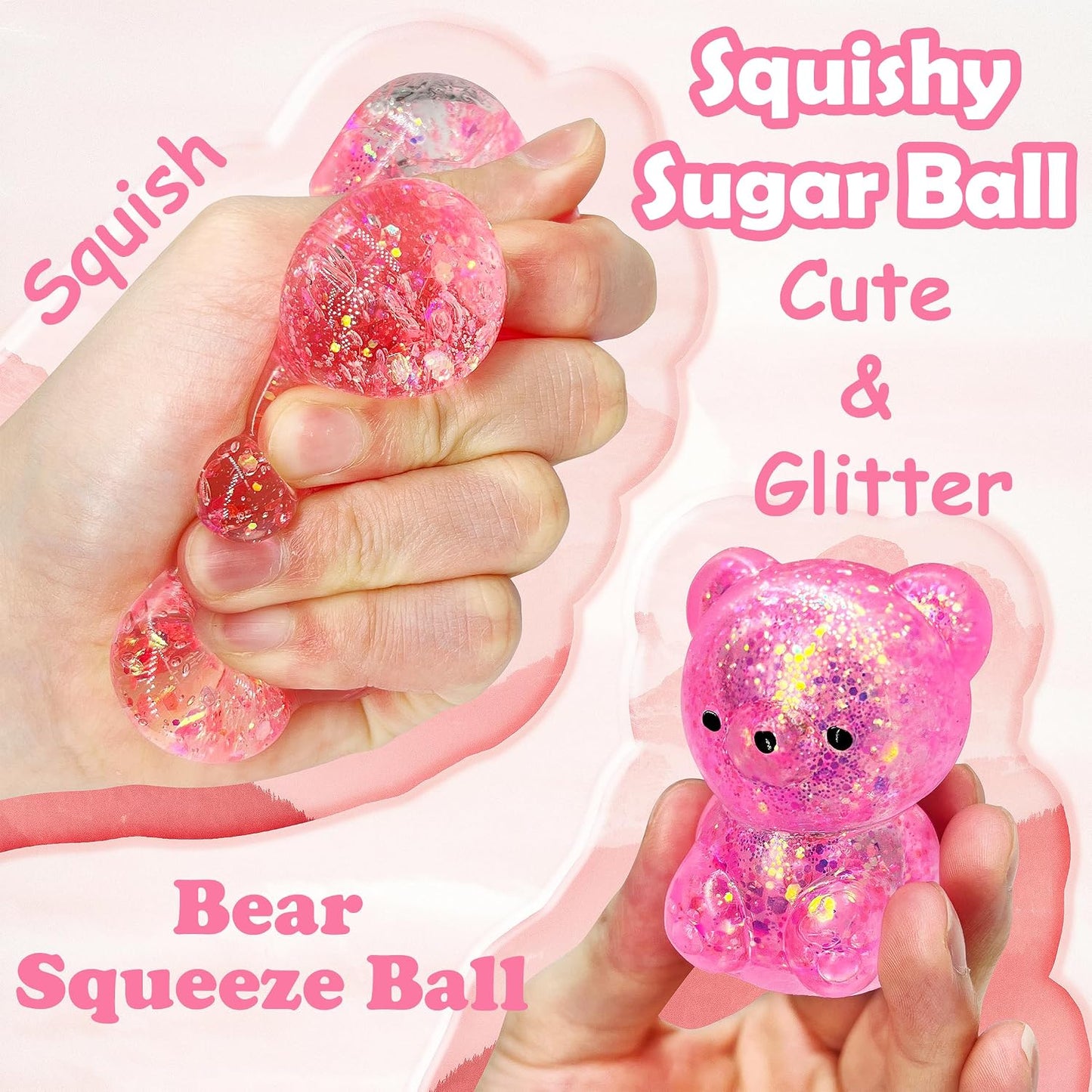 ZTATU Gummy Bear Squishy Fidget Toys (1PCS) Stress Balls for Adults Sugar Stress Ball，Sensory Toys Squishy Ball, Stress Relief Toy Squeeze Ball Party Favors for Kids, Easter Basket Stuffers