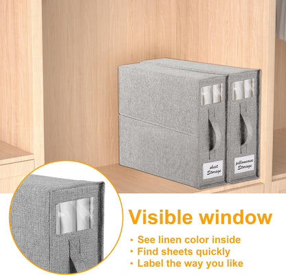 2-Pack Bed Sheet Organizers and Storage, Oxford Grey
