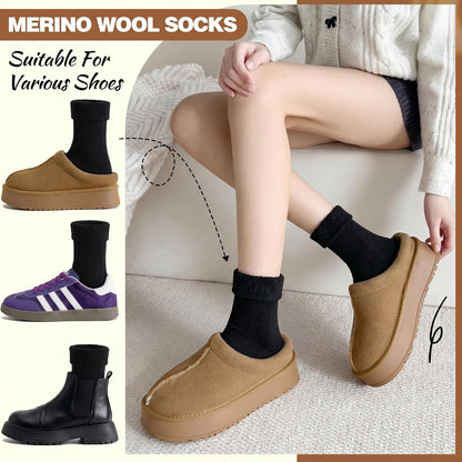 EBMORE 5 Pairs Women Merino Wool Boot Socks Warm Thermal Winter Thick Hiking Cozy Cabin Crew Comfy Socks for Ladies
