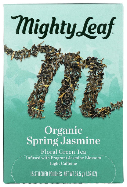 Mighty Leaf Tea Organic Spring Jasmine, Whole Leaf Pouches, 15 ct