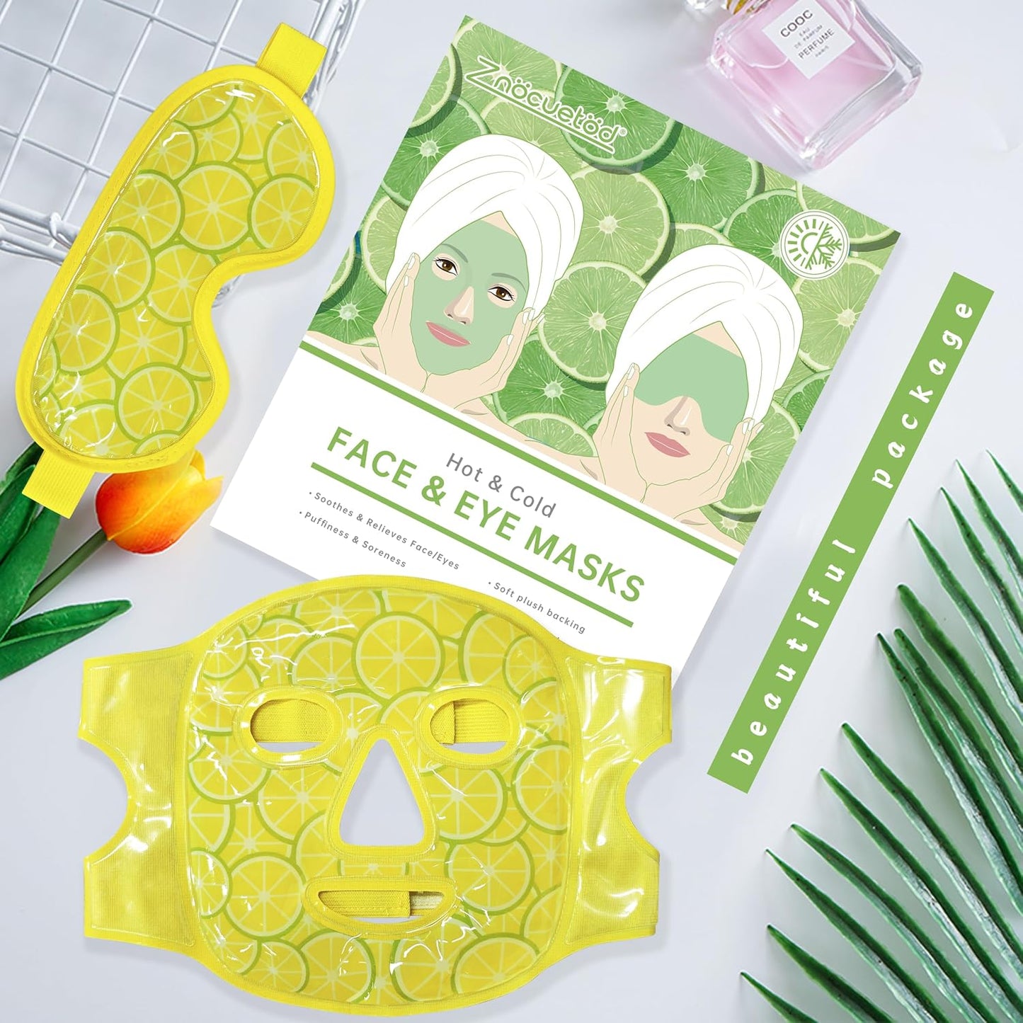 ZNÖCUETÖD Cold Face Ice Mask Facial Ice Pack, Hot Cold Compress for Face