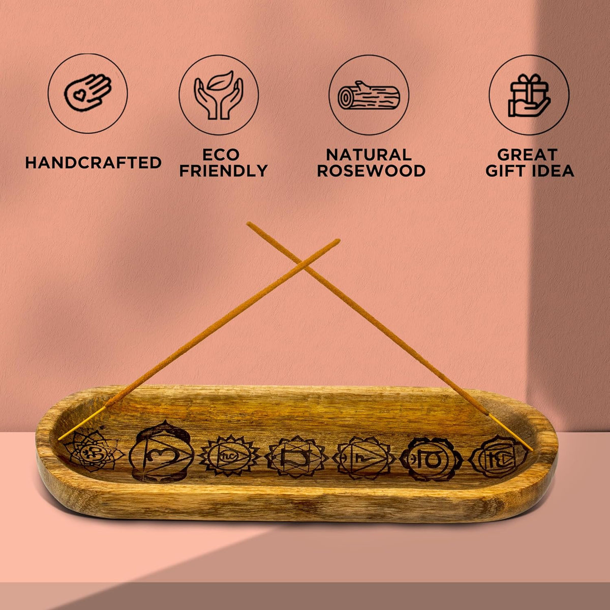 Incense Holder-Incense Burner/Ash Catcher-Handmade Wooden Insence Tray Home Decor 11x4x1.2 Inches