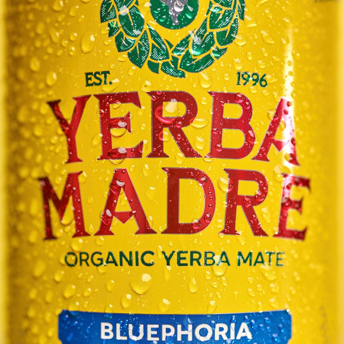 Yerba Madre Organic Yerba Mate, Bluephoria, 150mg Natural Caffeine, Energy Drink Alternative, No Jitters or Crash, 15.5 Oz Cans (Pack of 12)