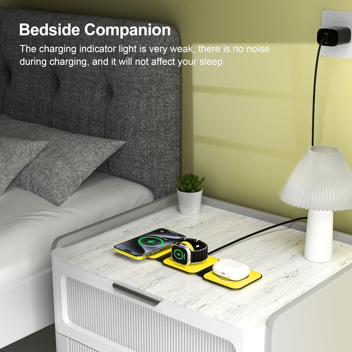 3 in 1 Charging Station for Multple Devices,Foldable 3 in 1 Wireless Charger for Travel,NANO Wireless Charging Station for iPhone17 16 15 14 13 12 Pro Max/Watch 10 9 8 7 6 5 4 3 Ultra/AirPod Pro